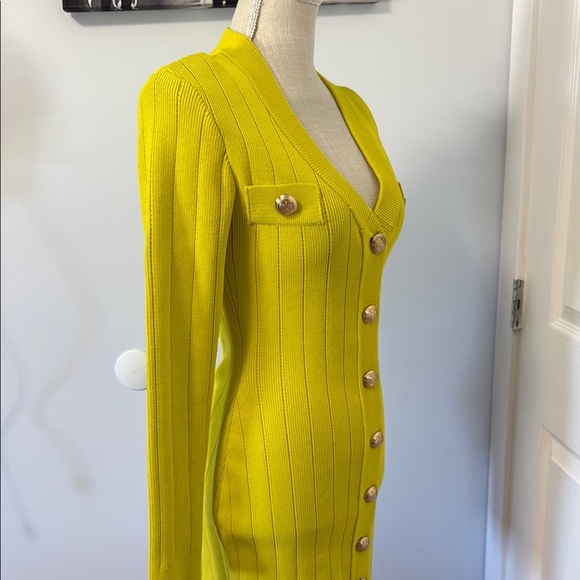 Yellow Button-Up Cardigan Dress - Picture 3 of 5